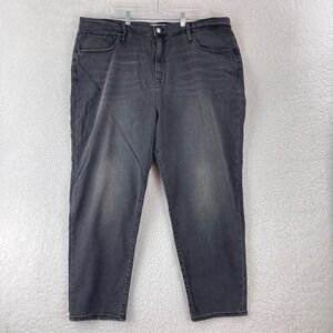 Madewell Black Denim The Mom Jean Womens High-Rise Casual Stretch Size 36‎